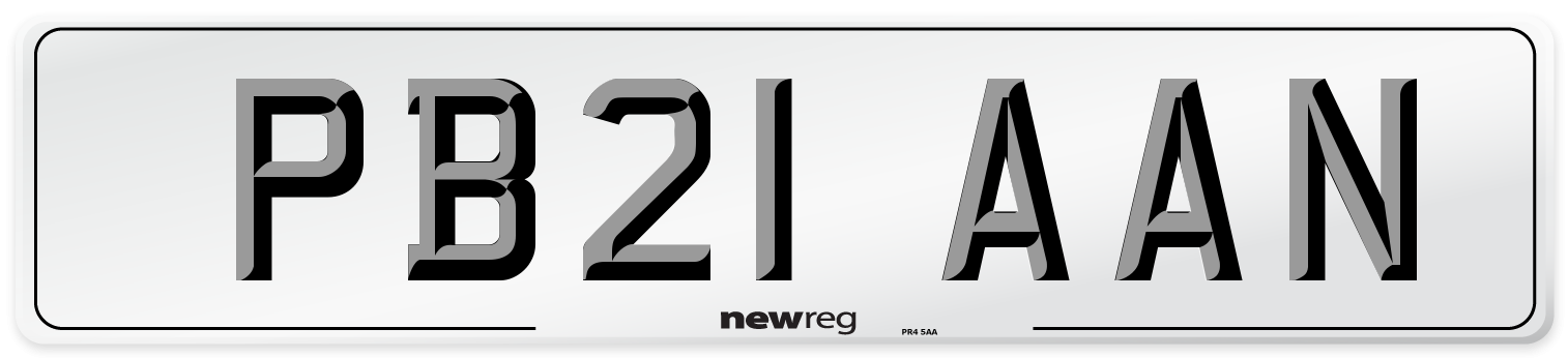 PB21 AAN Number Plate from New Reg